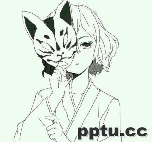 动漫气质美女素描黑白图片-皮皮兔动漫