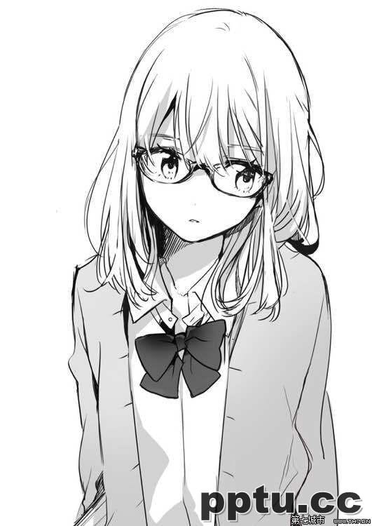 动漫气质美女素描黑白图片