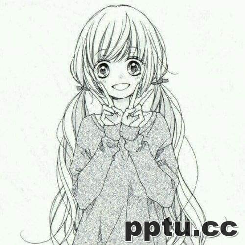 动漫气质美女素描黑白图片