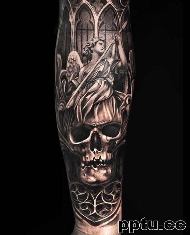 天使与恶魔纹身男 后背小天使与恶魔可爱纹身图案大全