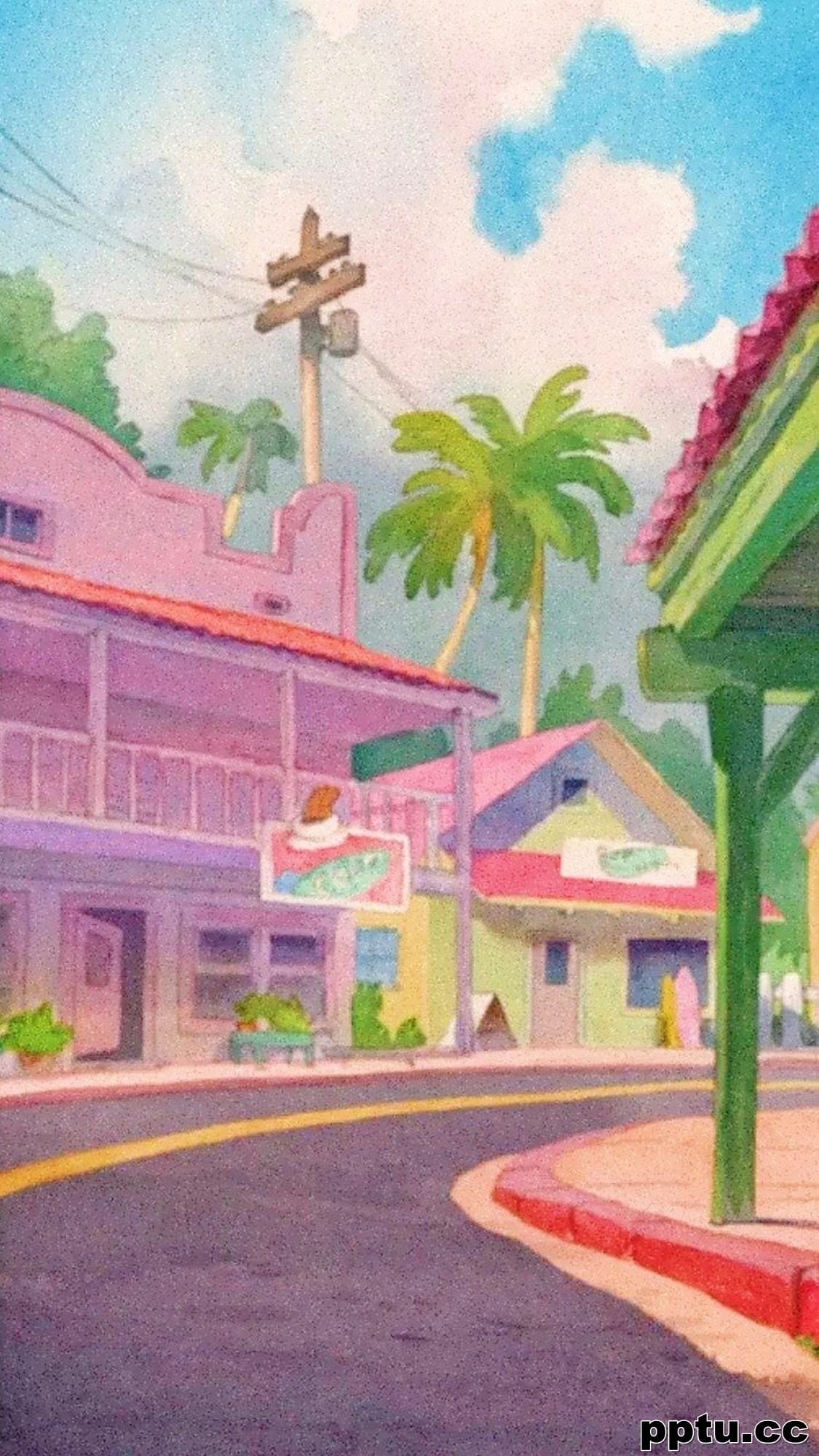 复古二次元场景手机壁纸-皮皮兔动漫