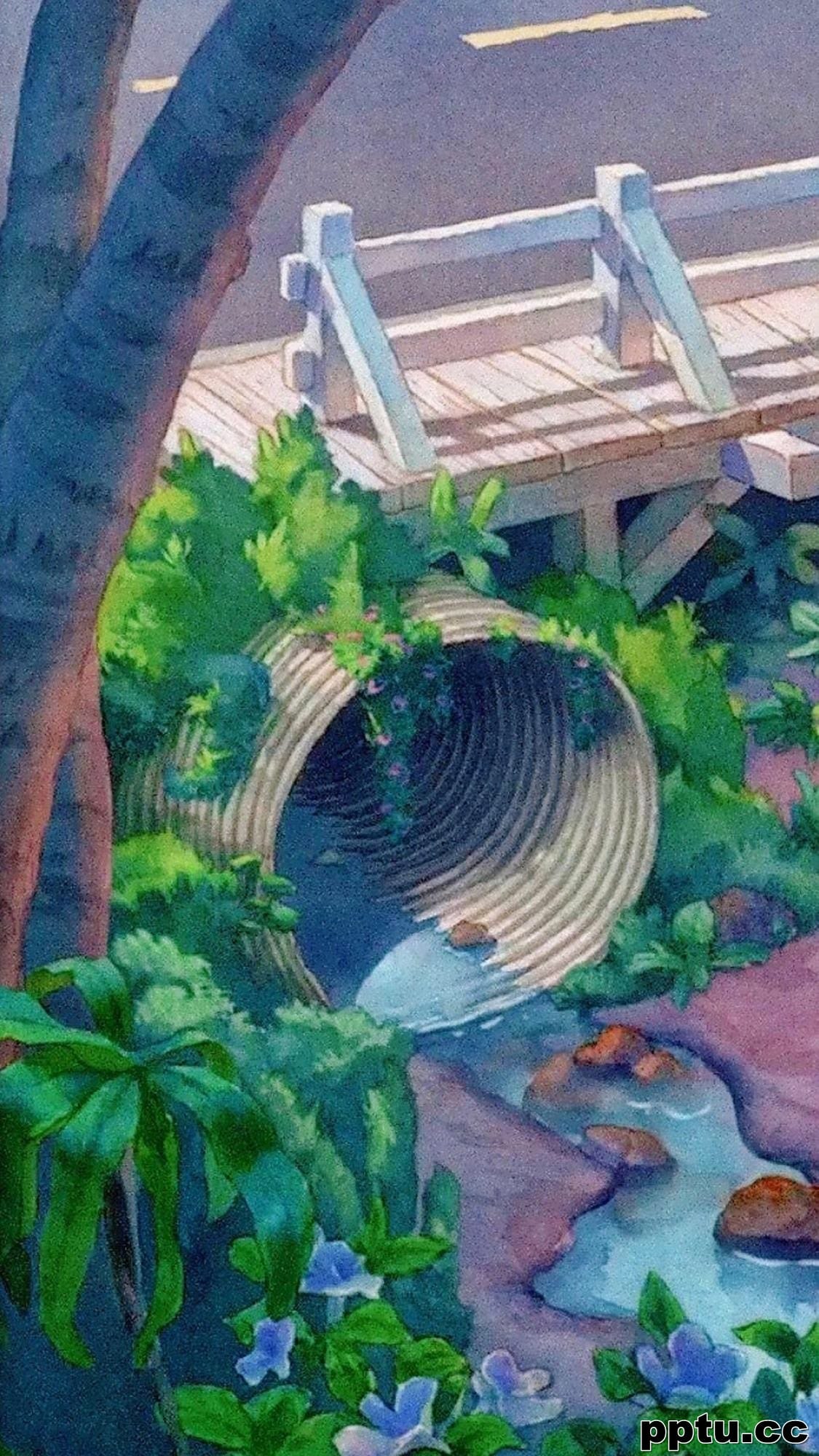 复古二次元场景手机壁纸