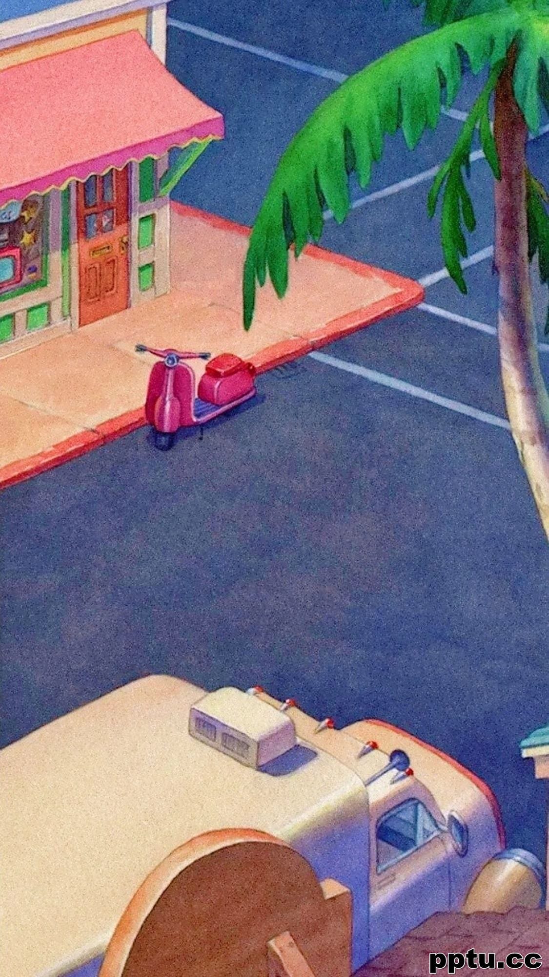 复古二次元场景手机壁纸