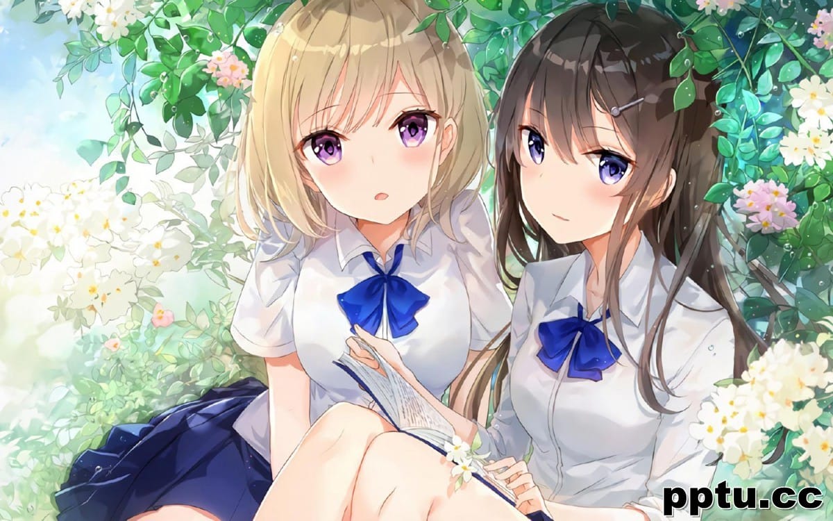 动漫姐妹花桌面壁纸-皮皮兔动漫