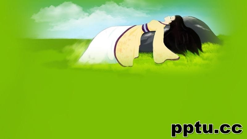 手绘风格古装美女唯美小清新动漫桌面背景-皮皮兔动漫