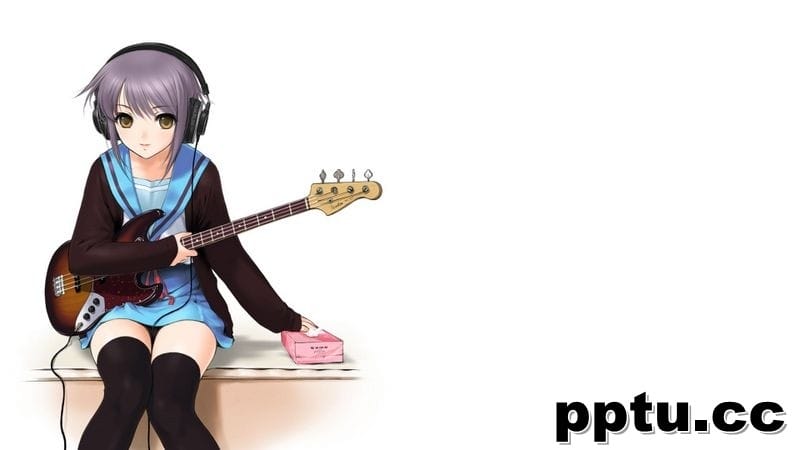 三无表情吉他黑丝少女长门有希动漫桌面壁纸-皮皮兔动漫