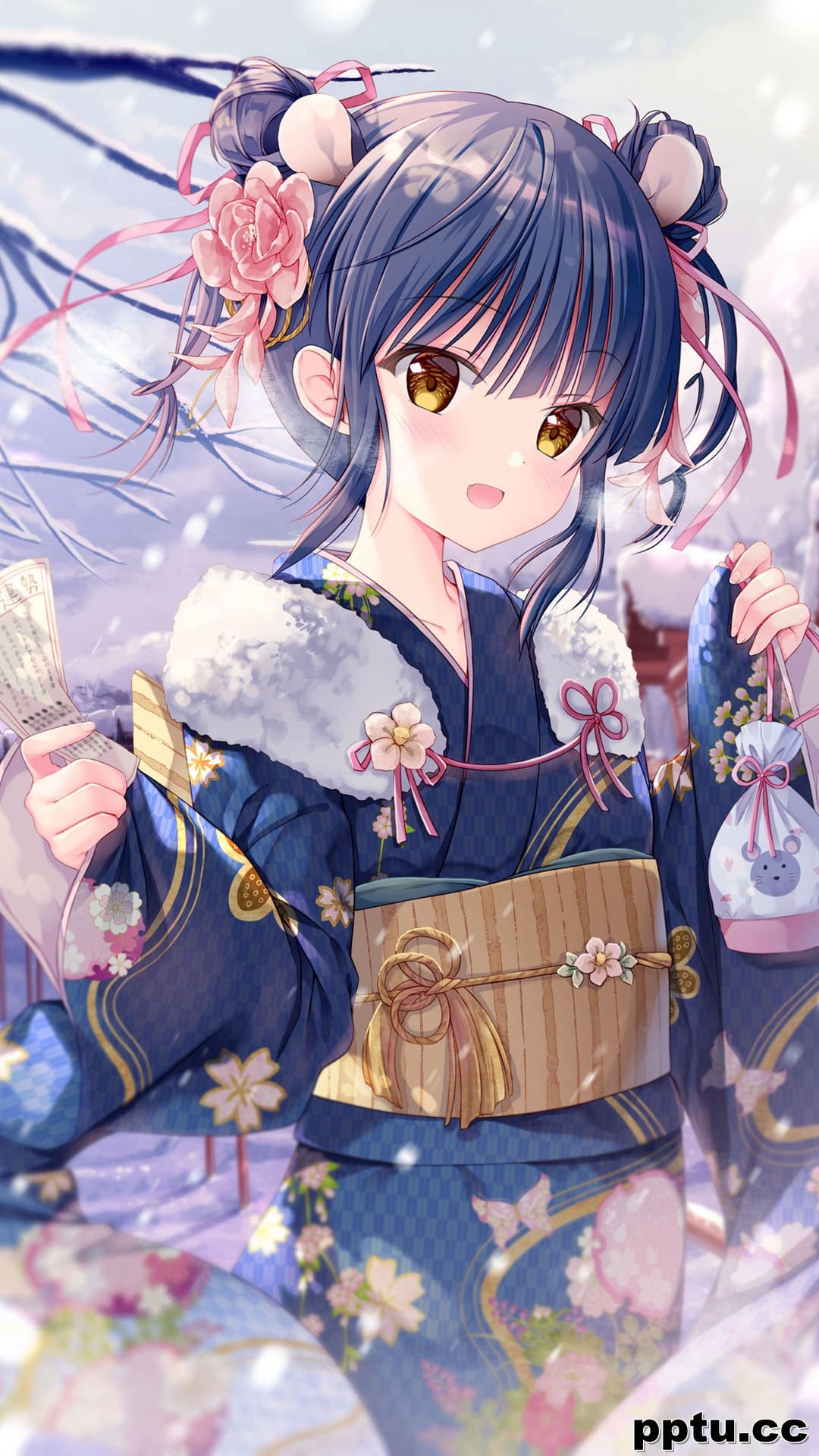 2020鼠年动漫美女插画手机壁纸