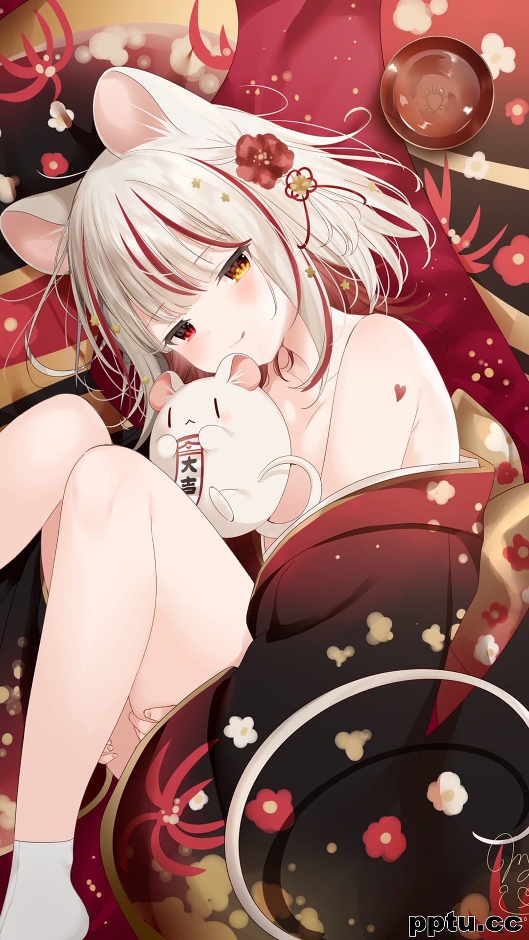 2020鼠年动漫美女插画手机壁纸