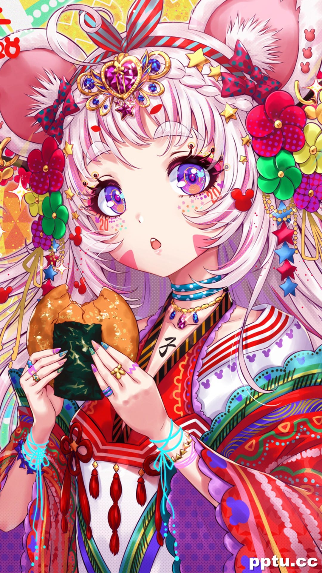 动漫美女精美插画手机壁纸