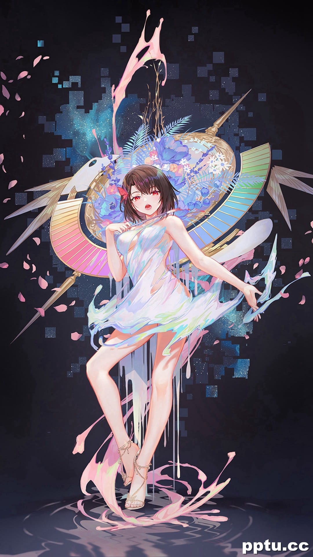 动漫美女精美插画手机壁纸