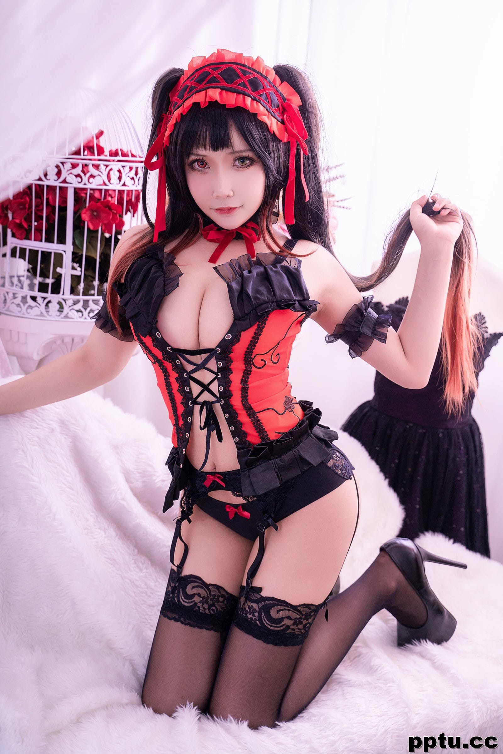 二次元妹子抱走莫子aa《狂三 黑色蕾丝》 [萝莉COS] 写真集