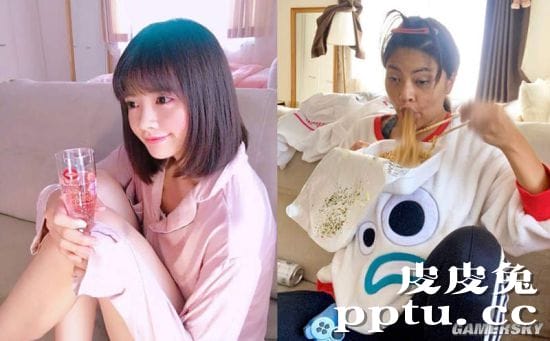 网红混血正妹晒宅家的理想与现实 恶搞丑照才是本体-皮皮兔动漫