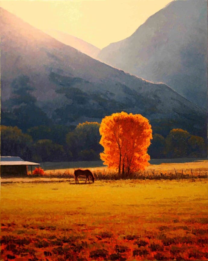 彩色枫叶秋季风景手绘高清图片