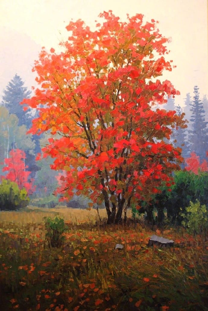 彩色枫叶秋季风景手绘高清图片