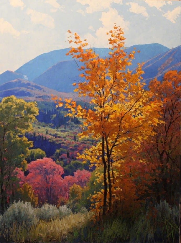 彩色枫叶秋季风景手绘高清图片