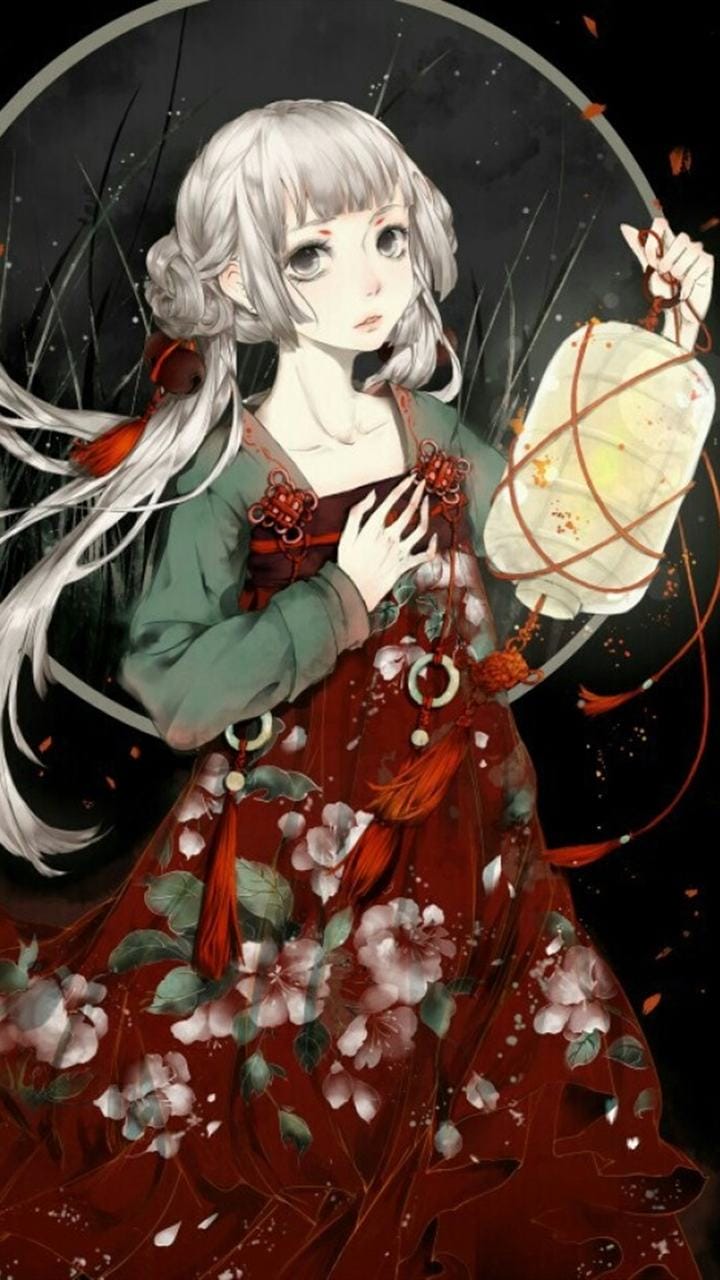 美丽的国风二次元动漫美少女唯美插画手机壁纸图片