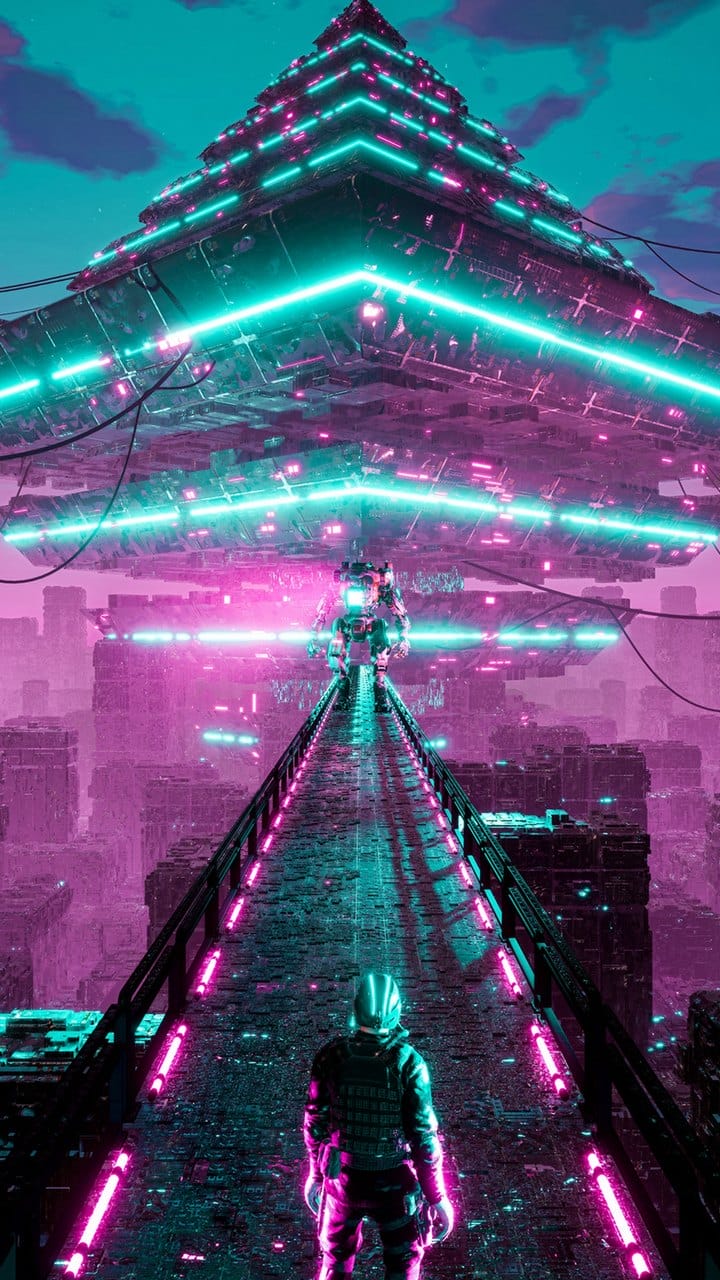 赛博朋克主题风格的高清炫彩手机桌面壁纸