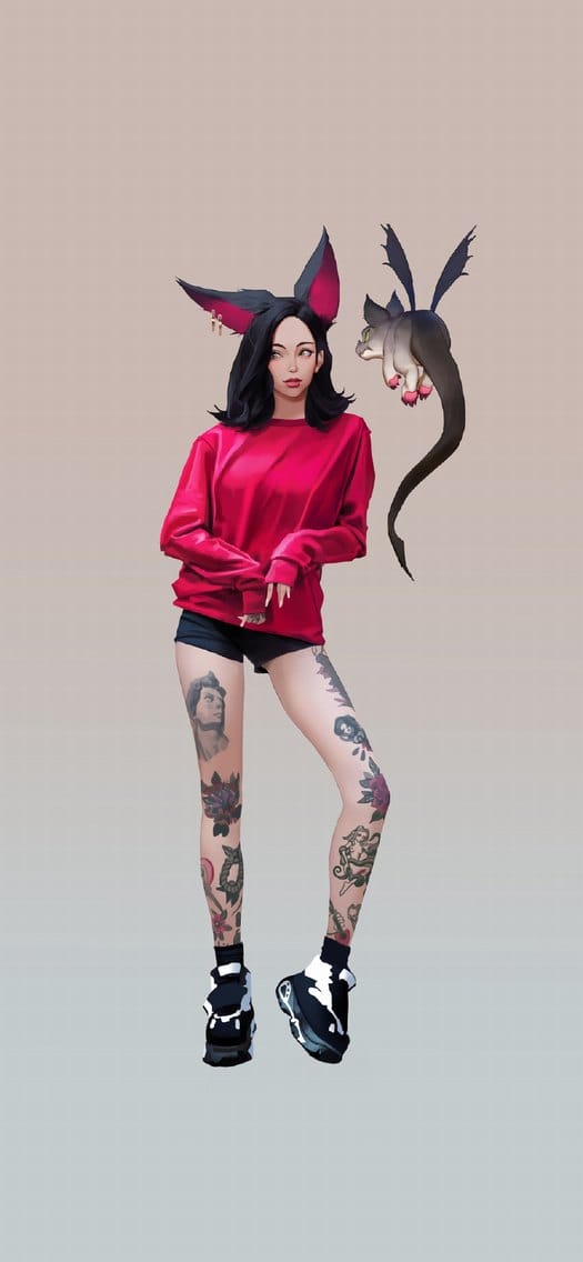 漂亮性感的韩系长腿女生插画手机锁屏桌面壁纸合集下载-皮皮兔动漫