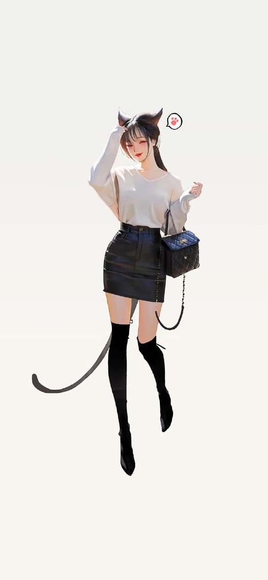 漂亮性感的韩系长腿女生插画手机锁屏桌面壁纸合集下载