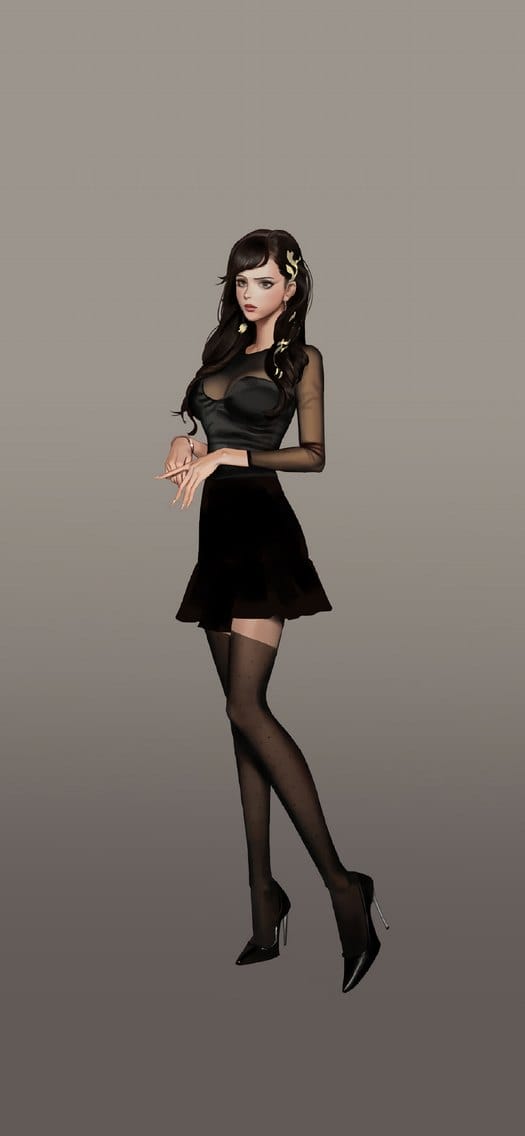 漂亮性感的韩系长腿女生插画手机锁屏桌面壁纸合集下载