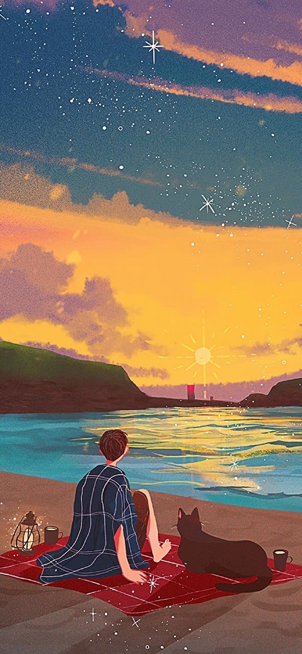 浪漫意境的唯美手绘插画精美手机锁屏桌面壁纸合集