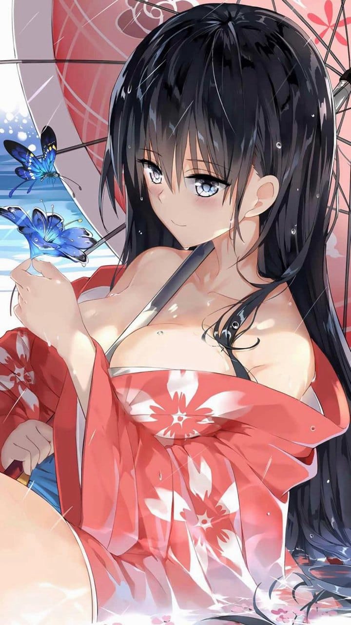 甜美可人的二次元巨乳动漫美女手机桌面壁纸