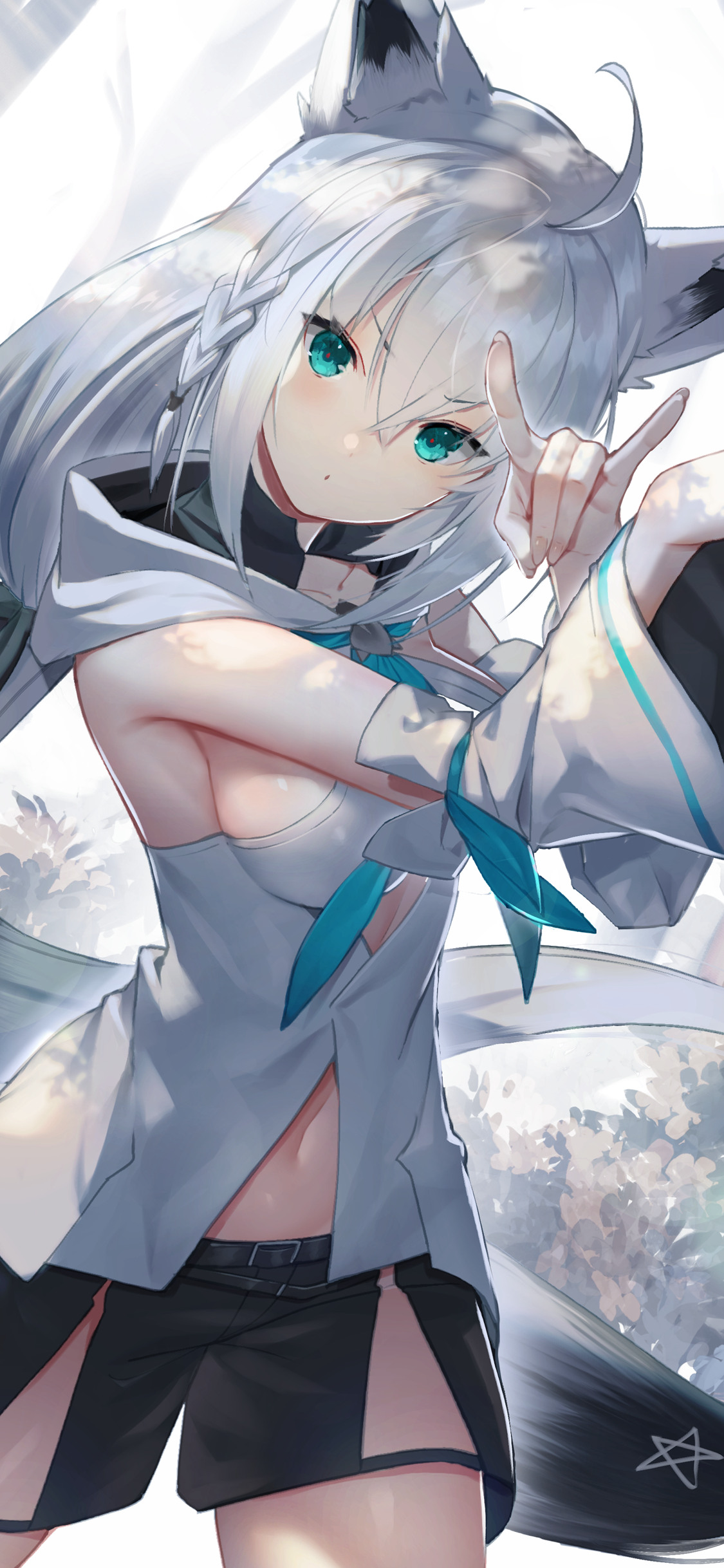 萌萌的美女小狐狸二次元手绘动漫手机壁纸-皮皮兔动漫