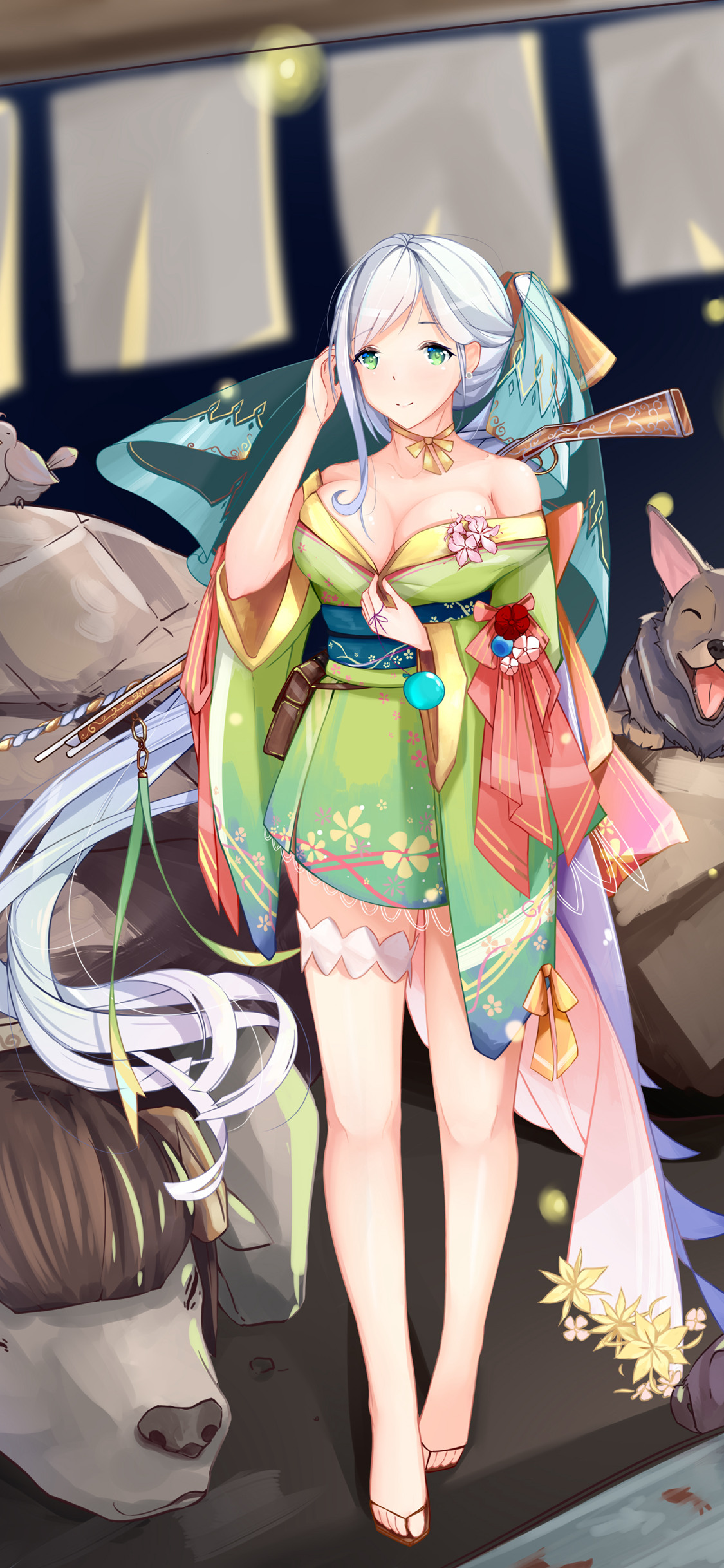 P站画师画作，穿和服的日本动漫少女手机壁纸图片-皮皮兔动漫