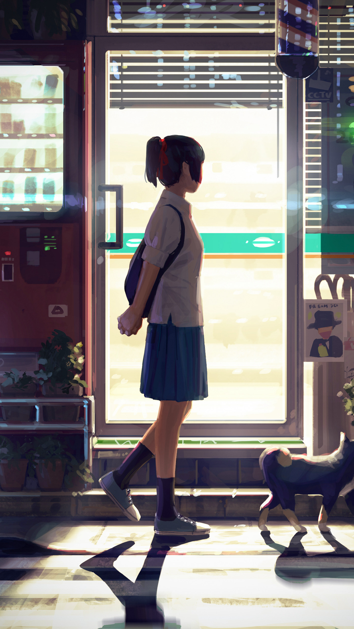 逼真日漫少女和他的猫插画手机壁纸5.8日推荐-皮皮兔动漫