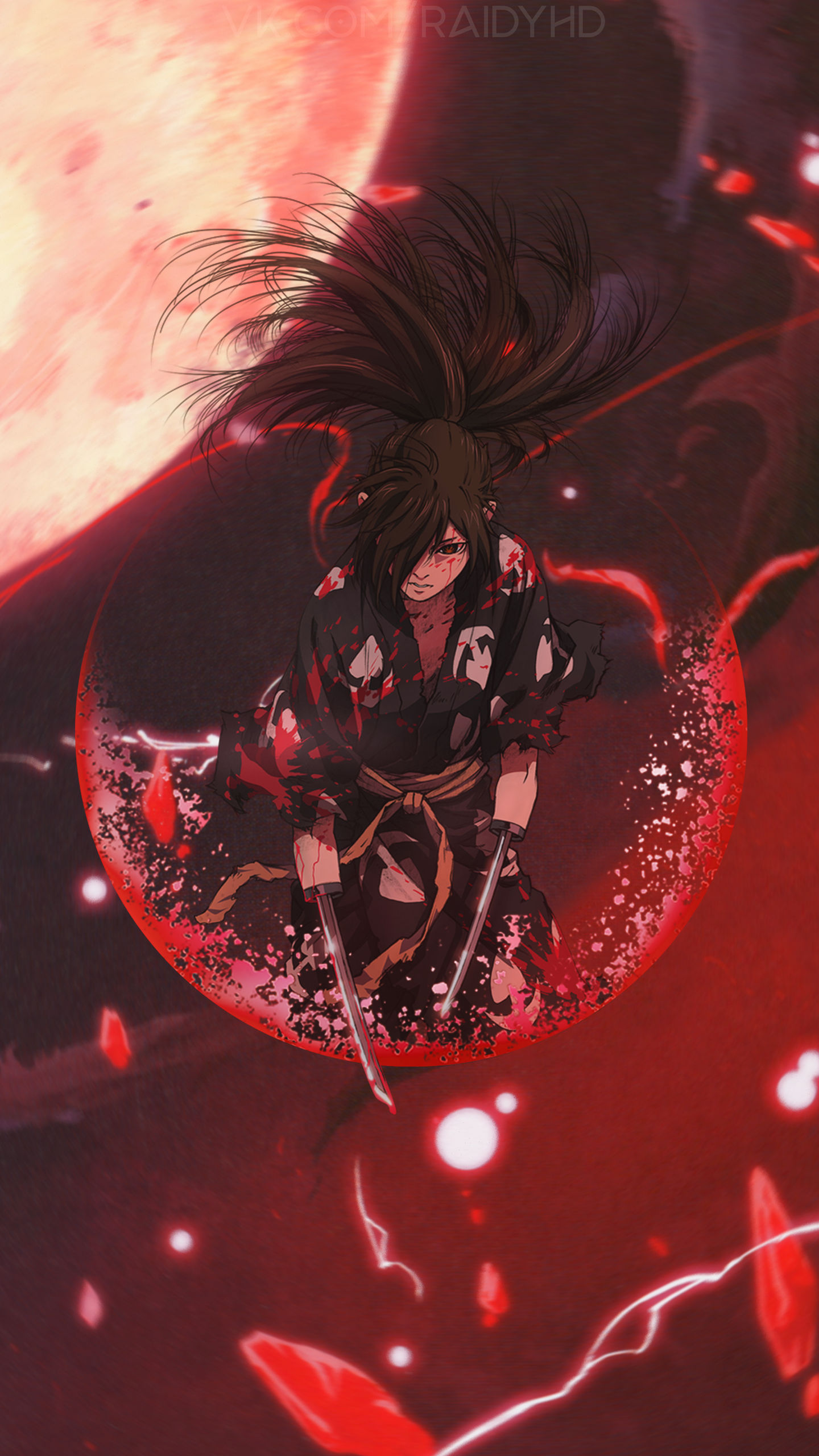 月下日本武士动漫插画手机桌面壁纸下载-皮皮兔动漫