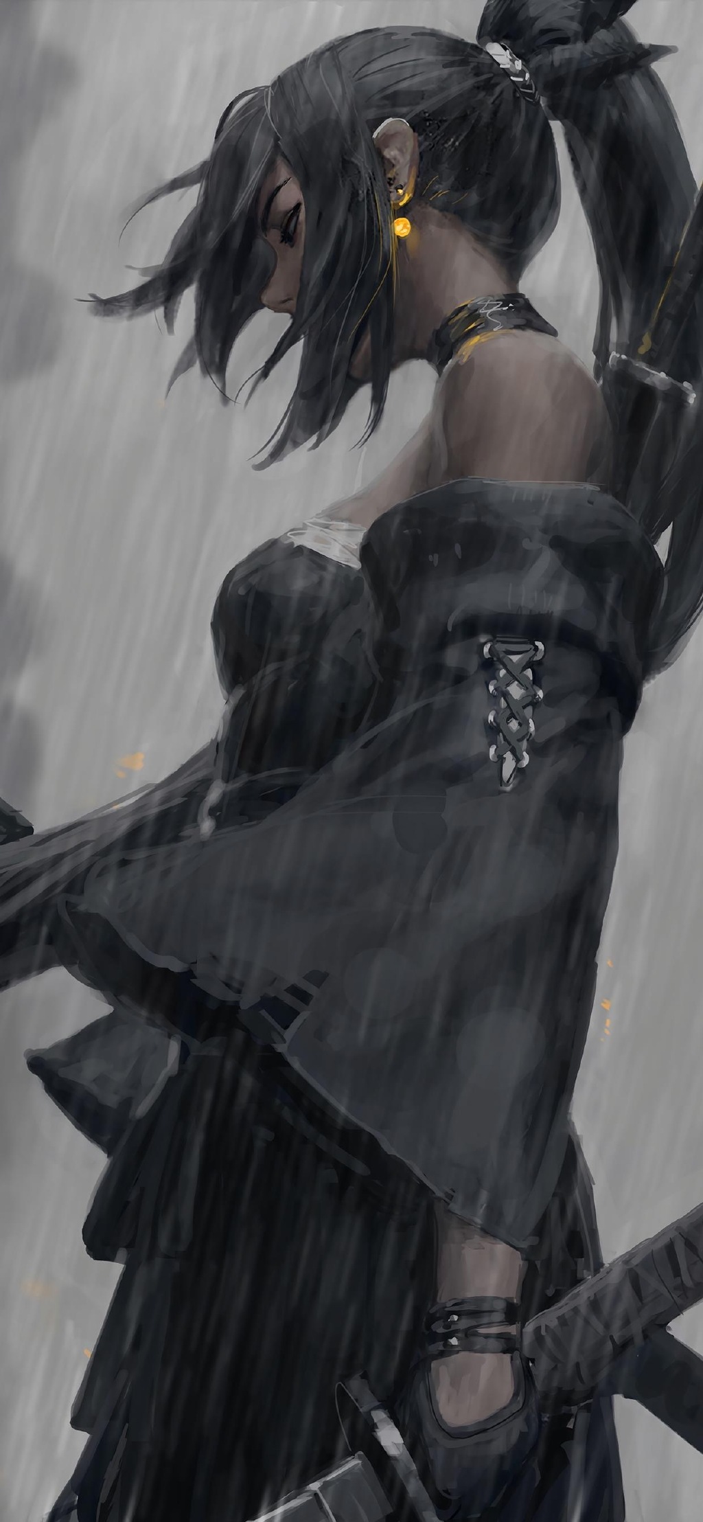 二次元少女手绘插画高清手机壁纸