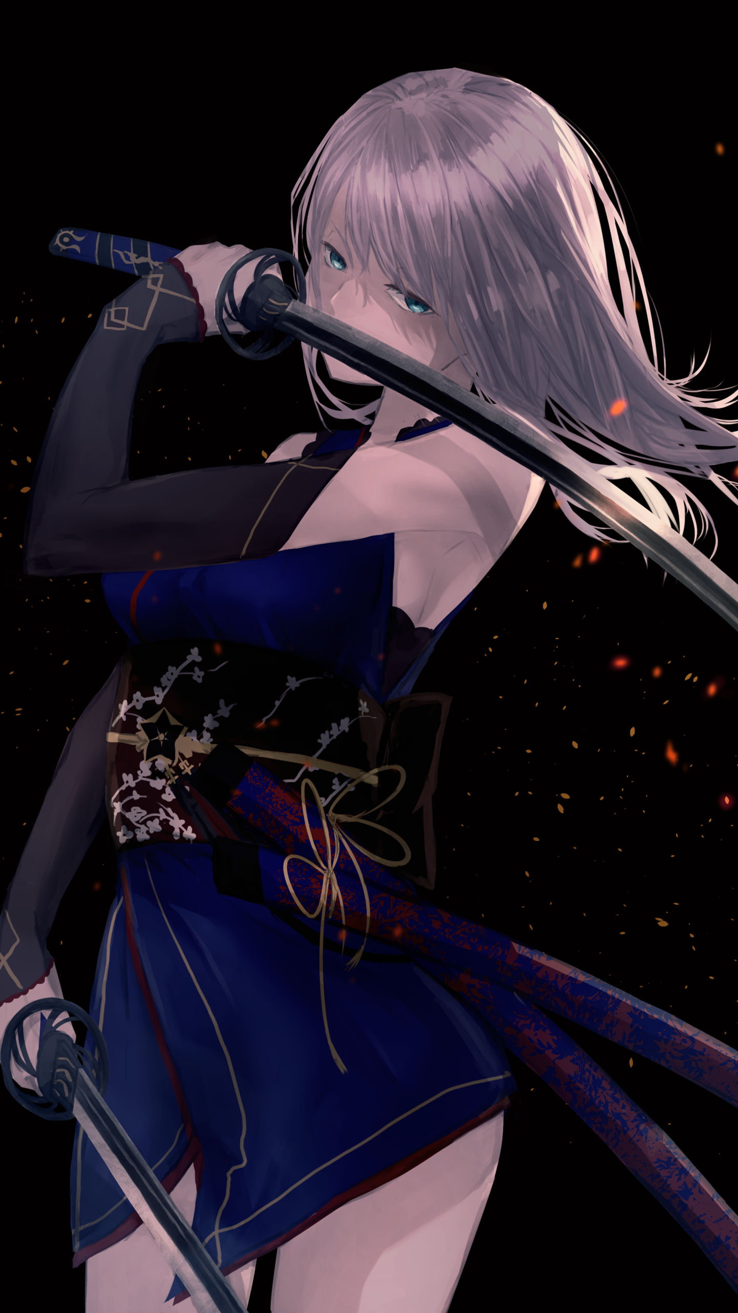 帅气舞剑的动漫少女高清动漫桌面壁纸-皮皮兔动漫