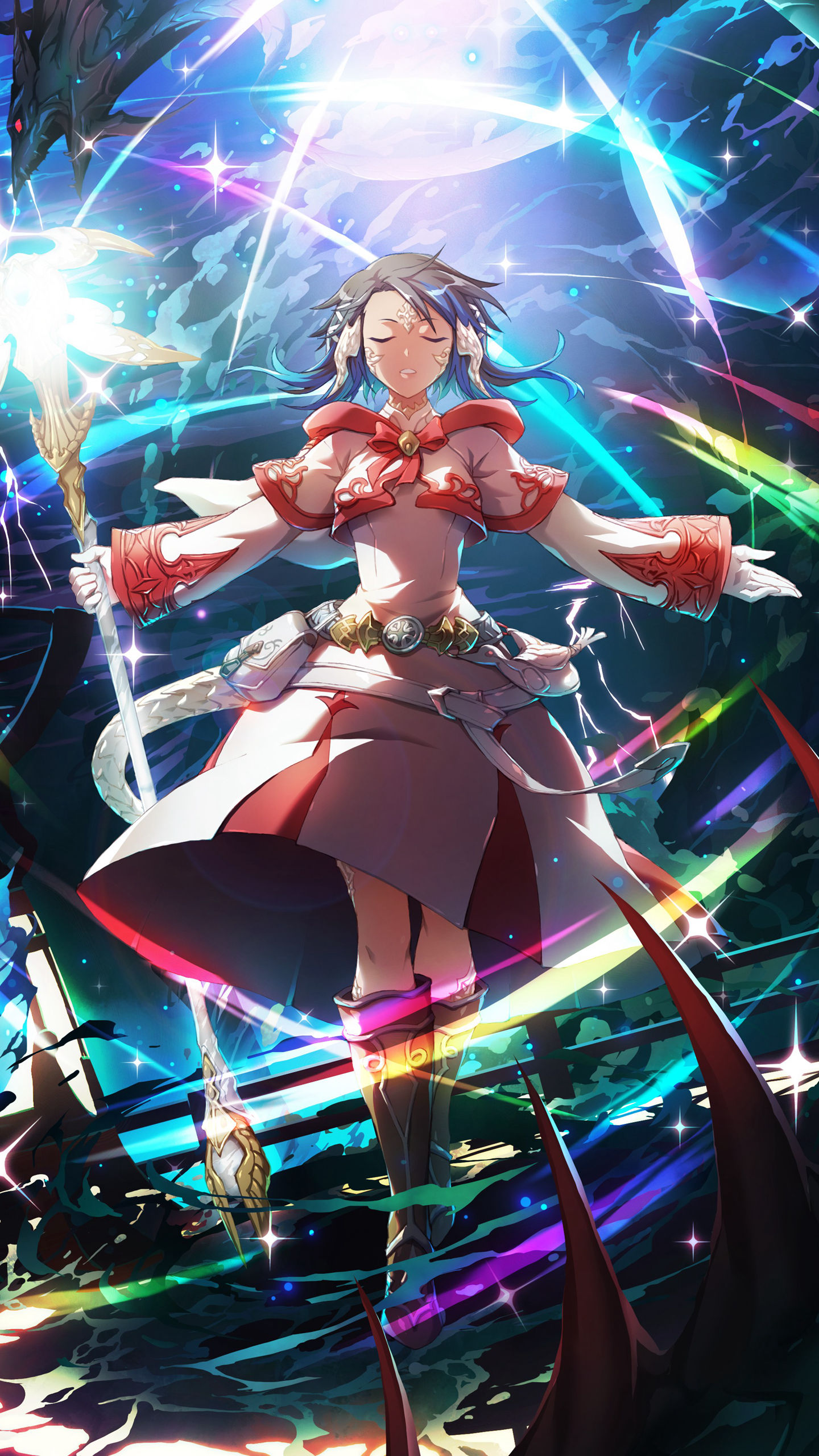 拿法杖的魔法师少女插画手机壁纸-皮皮兔动漫