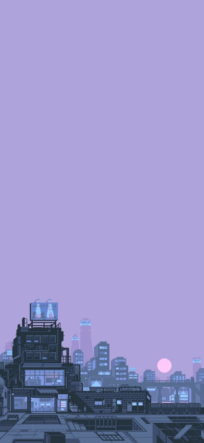 二次元像素风清新场景插画手机壁纸