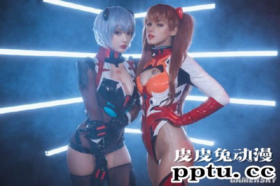 俄妹COS《EVA》明日香与绫波丽 百变傲娇妹与三无女神-皮皮兔动漫