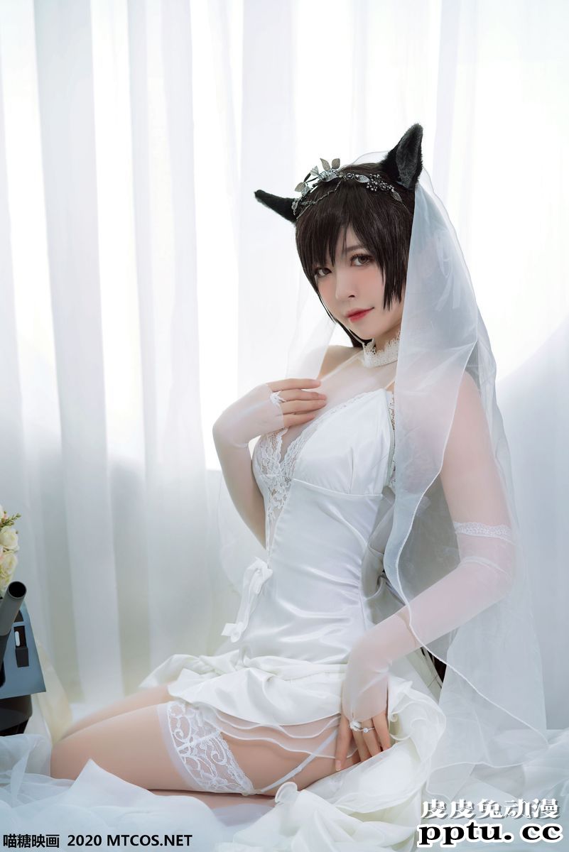 喵糖映画性感美女半半子_洁白婚纱COS碧蓝航线爱宕美图