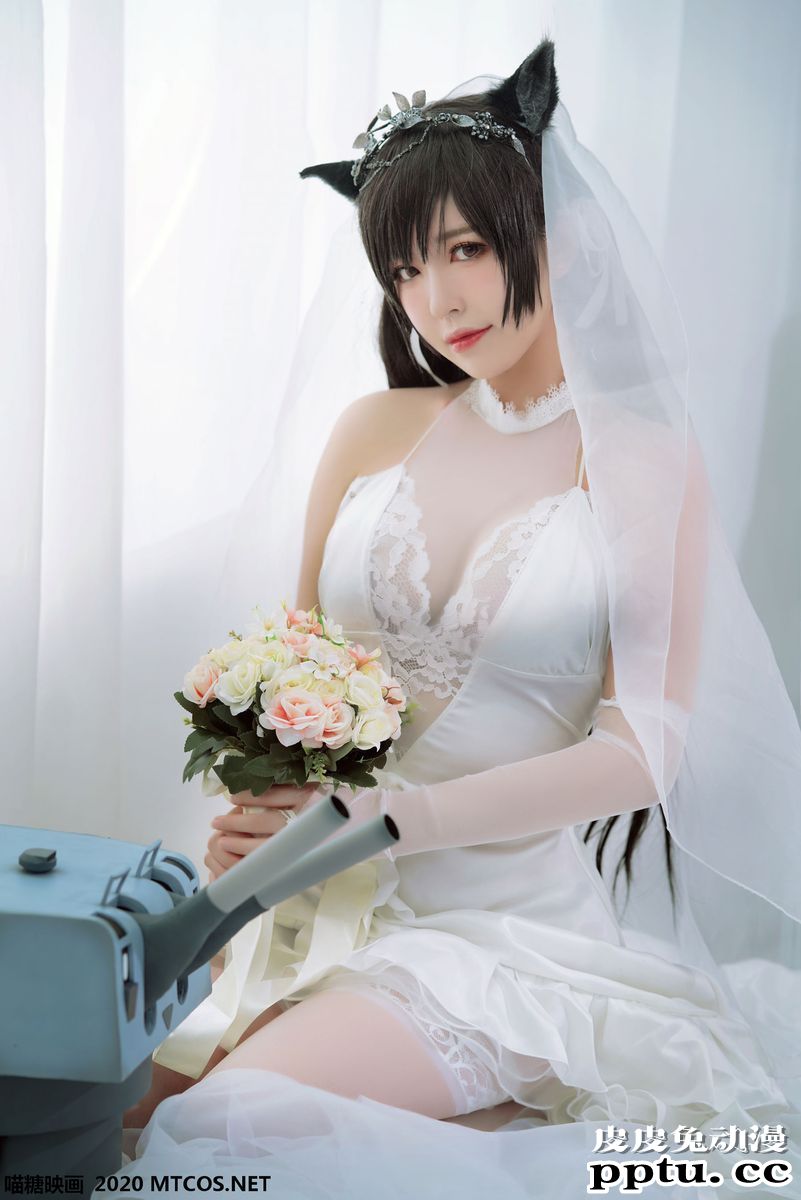 喵糖映画性感美女半半子_洁白婚纱COS碧蓝航线爱宕美图