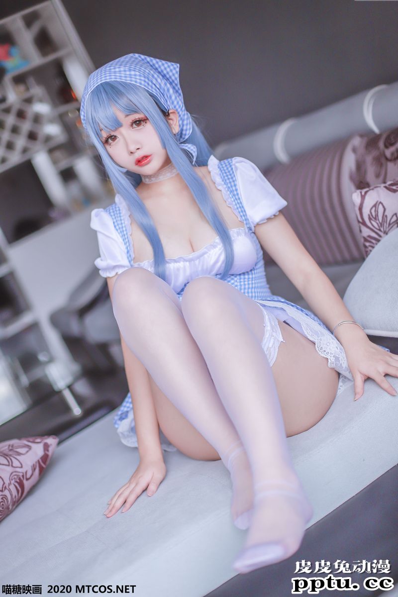 喵糖映画清纯萌妹子丝袜美腿蓝色女仆制服性感私拍套图-皮皮兔动漫