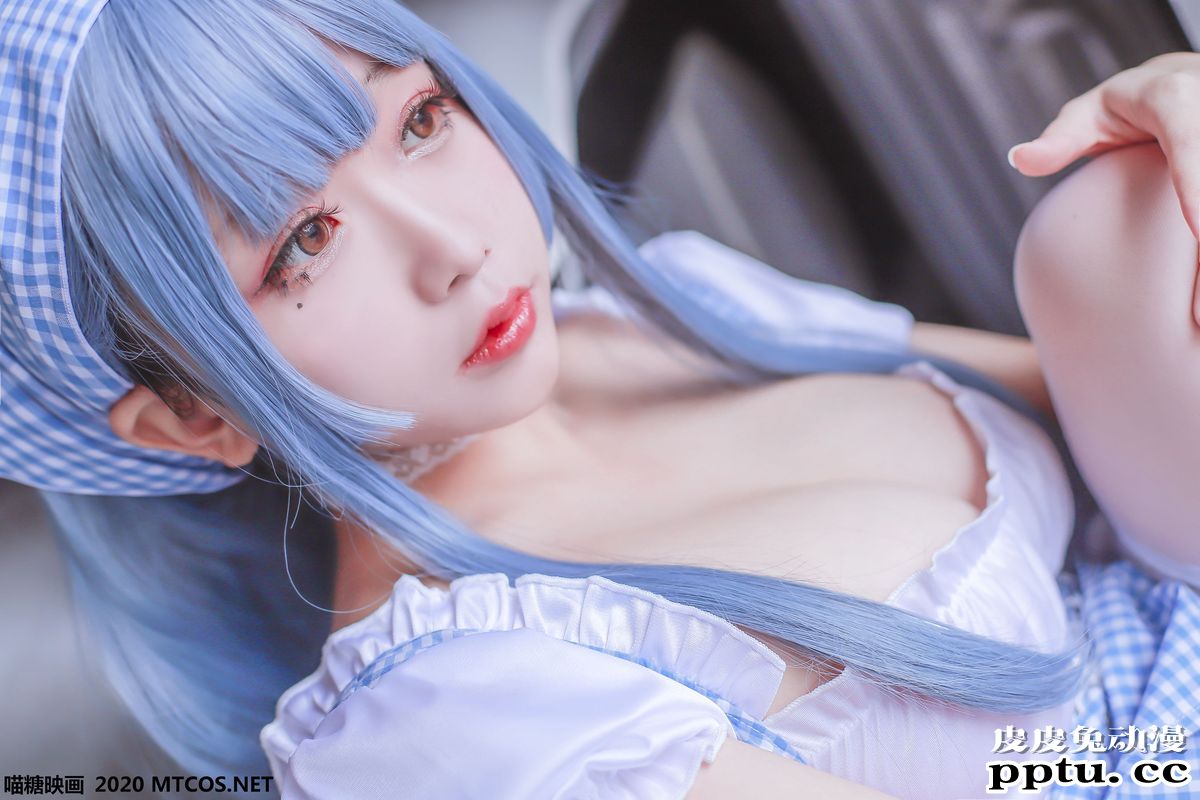 喵糖映画清纯萌妹子丝袜美腿蓝色女仆制服性感私拍套图