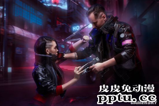 俄夫妻COS《赛博朋克2077》V 针锋相对的男女主角