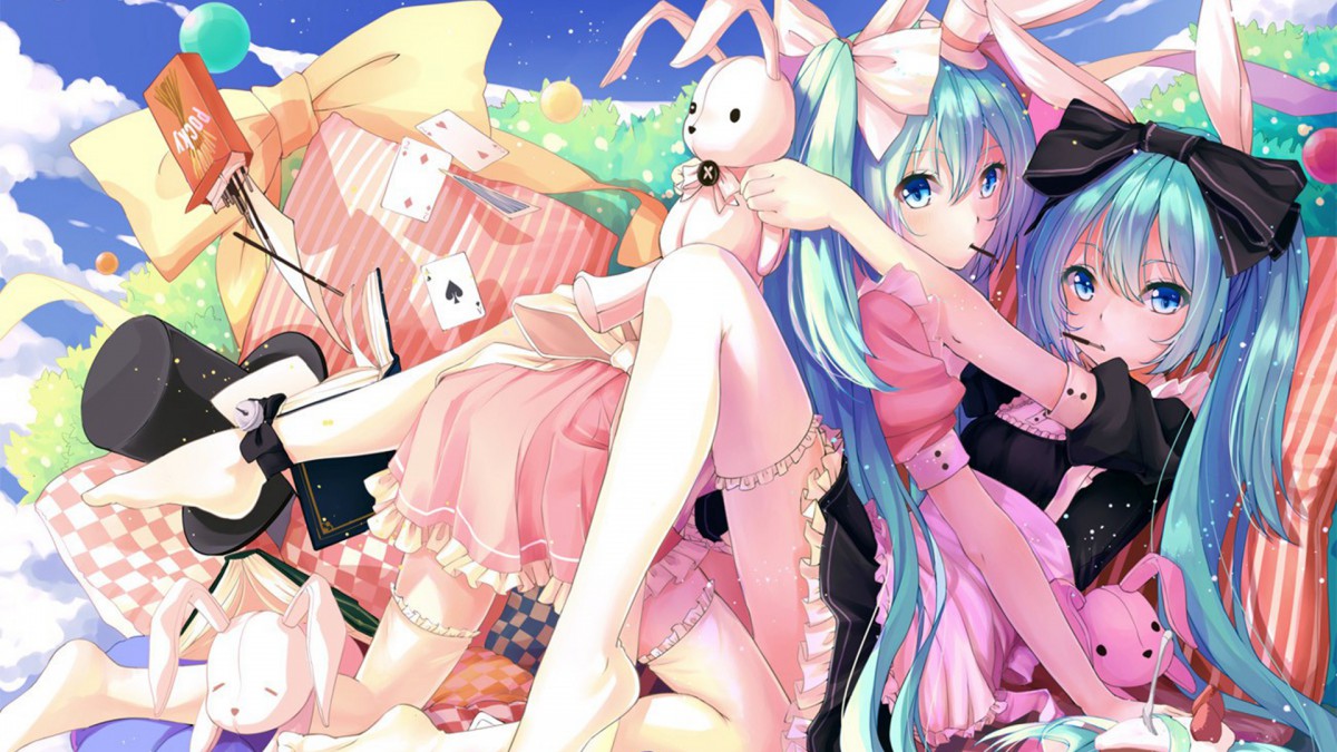 初音未来萌系桌面壁纸-皮皮兔动漫