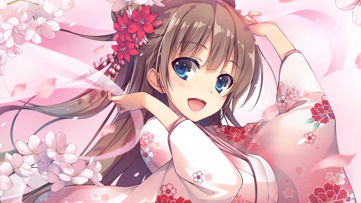 动漫和服少女桌面壁纸-皮皮兔动漫