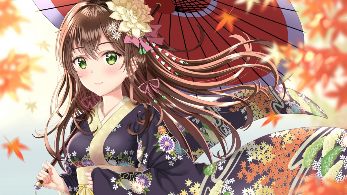 动漫和服少女桌面壁纸