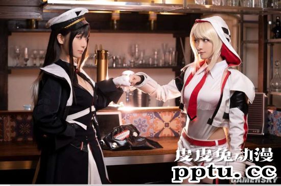 伊织萌与写真女星桃月梨子梦幻联动 拍摄游戏广告美照-皮皮兔动漫