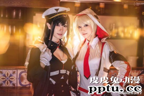 伊织萌与写真女星桃月梨子梦幻联动 拍摄游戏广告美照