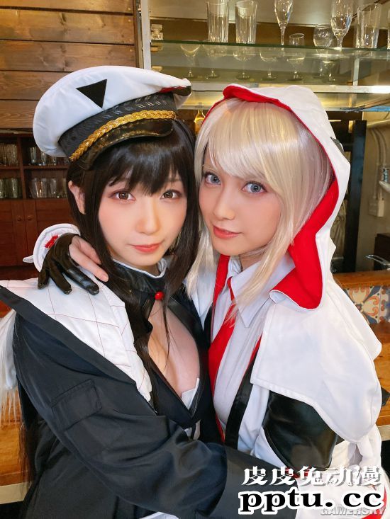 伊织萌与写真女星桃月梨子梦幻联动 拍摄游戏广告美照