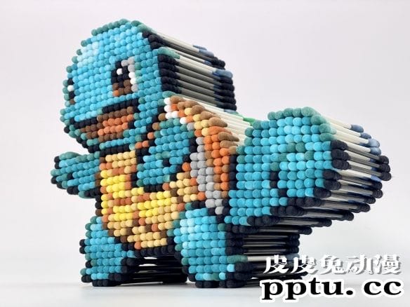 日本手工大神用棉棒制作漫画人物 像素风立体感十足