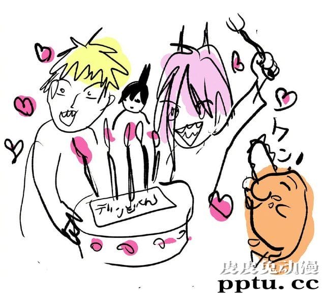 「人渣的本愿」原作横枪老师为「电锯人」电次绘制的生日贺图