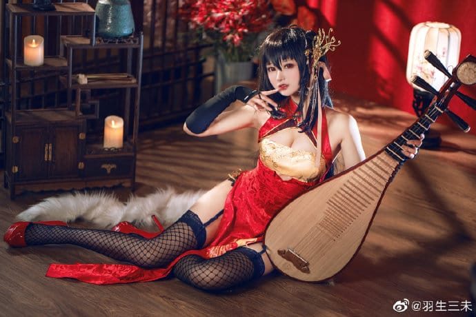 《碧蓝航线》大凤凤鸣春晓黑丝旗袍Cosplay【CN:羽生三未】-皮皮兔动漫