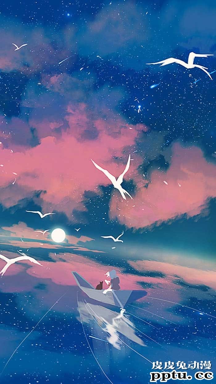 动漫插画海鸥-皮皮兔动漫